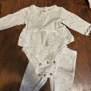 Carter’s Peplum Baby Outfit with Pink Hearts - 0-3mo
